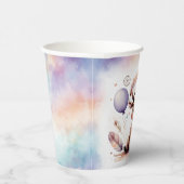 Cute Watercolor Moose with Balloons Birthday  紙コップ (右)