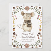 Cute Watercolor Mouse Pregnancy 案内状 (正面)