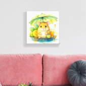 Cute Watercolor Mouse Under Umbrella Canvas Art ! キャンバスプリント (インサイチュ (リビング))