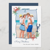 Cute Watercolor Nautical Christmas Photo シーズンカード (正面/裏面)