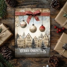 Cute Watercolor Neutral Colors Christmas Scene