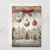 Cute Watercolor Neutral Colors Christmas Scene シーズンカード (正面)