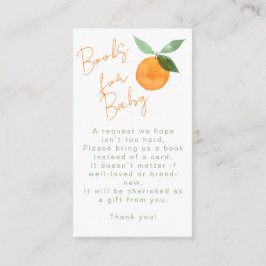 Cute Watercolor Orange Books For Baby Shower エンクロージャーカード