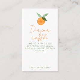 Cute Watercolor Orange Diaper Raffle Baby Shower エンクロージャーカード
