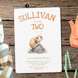 Cute Watercolor Orange Snail Any Age Boy Birthday 招待状