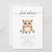 Cute Watercolor Owl Baby Shower 招待状 (正面)