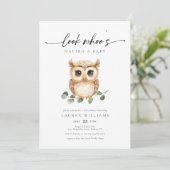 Cute Watercolor Owl Baby Shower 招待状 (スタンド正面)