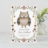 Cute Watercolor Owl Pregnancy 案内状 (スタンド正面)