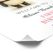 Cute Watercolor Panda 1st Birthday Party Poster フォトプリント (角)