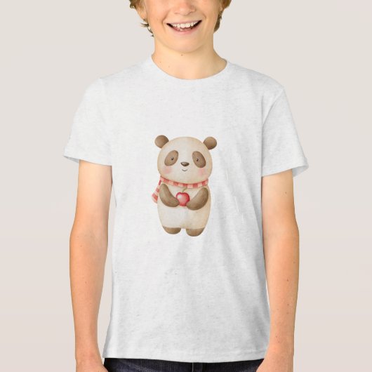 Cute Watercolor Panda Nursery Animal Illustration トライブレンドＴシャツ (正面)