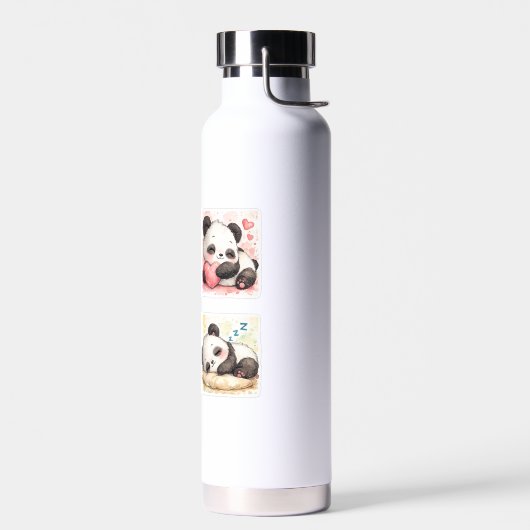 Cute Watercolor Panda Water Bottle ウォーターボトル (左面)