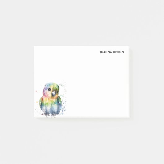Cute Watercolor Parrot Modern Personalized ポストイット (正面)