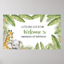 Cute Watercolor Party Animals Birthday Poster ポスター