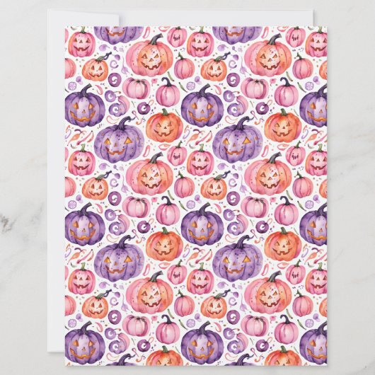 Cute Watercolor Pastel Halloween Pumpkin Paper (正面)
