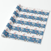 Cute Watercolor Penguins Blue and White Christmas ラッピングペーパー (アンロールド)