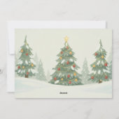 Cute Watercolor Penguins Christmas Forest シーズンカード (裏面)
