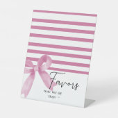 Cute Watercolor Pink Bow Favors 台座サイン (正面)