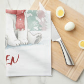 Cute watercolor Polar Bear キッチンタオル (四つ折り)