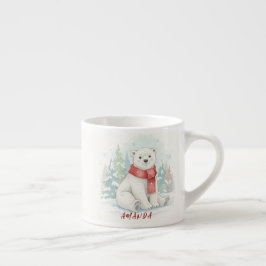 Cute watercolor Polar Bear Winter  エスプレッソカップ