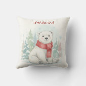 Cute watercolor Polar Bear Winter  クッション (裏面)