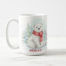 Cute watercolor Polar Bear Winter  コーヒーマグカップ