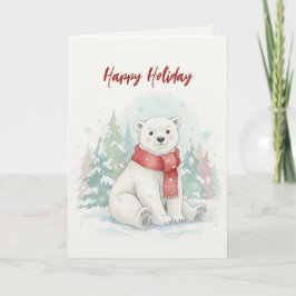 Cute watercolor Polar Bear Winter  シーズンカード