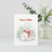 Cute watercolor Polar Bear Winter  シーズンポストカード (スタンド正面)