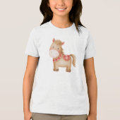 Cute Watercolor Pony Nursery Animal Illustration トライブレンドＴシャツ (正面)