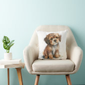 Cute Watercolor Poodle Dog クッション (椅子)