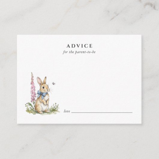 Cute watercolor Rabbit Baby Advice card アドバイスカード (正面)