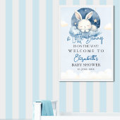Cute Watercolor Rabbit Baby Shower Boy ポスター