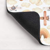 Cute Watercolor Rainbow Airplane Pattern マウスパッド (コーナー)