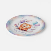 Cute Watercolor Red Kitten Balloons Birthday  ペーパープレート (アングル)