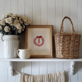 Cute Watercolor Red Wreath Christmas Poster ポスター