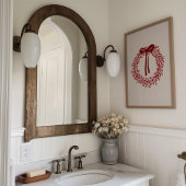 Cute Watercolor Red Wreath Christmas Poster ポスター