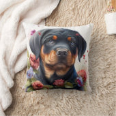 Cute Watercolor Rottweiler Puppy Dog クッション (ブランケット)