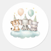 Cute watercolor Safari Baby Animal Sticker ラウンドシール (正面)