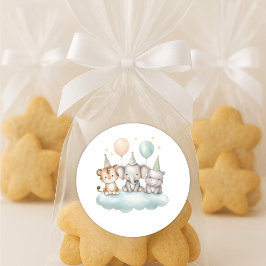 Cute watercolor Safari Baby Animal Sticker ラウンドシール