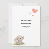 Cute Watercolor Safari Elephant KIds Birthday 招待状 (裏面)