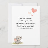 Cute Watercolor Safari Elephant Neutral Birthday 招待状 (裏面)