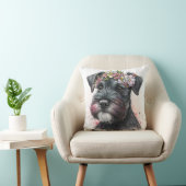 Cute Watercolor Schnauzer Puppy Dog クッション (椅子)
