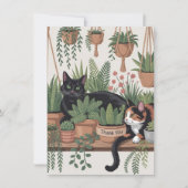 Cute Watercolor Script Botanical Cat サンキューカード (正面)