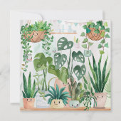 Cute Watercolor Script Botanical Houseplant サンキューカード (正面)