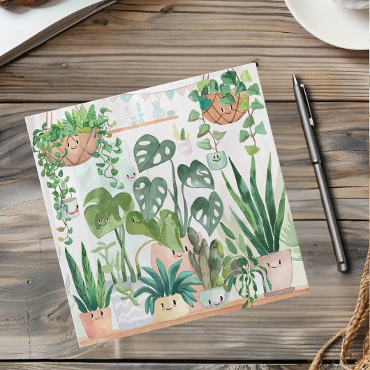 Cute Watercolor Script Botanical Houseplant サンキューカード
