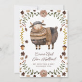 Cute Watercolor Sheep Pregnancy 案内状 (正面)