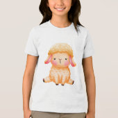 Cute Watercolor Sleeping Baby Lamb Illustration トライブレンドＴシャツ (正面)