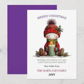 Cute Watercolor Snowman Christmas Card シーズンカード