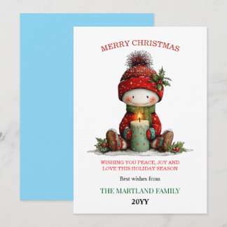 Cute Watercolor Snowman Christmas Card シーズンカード