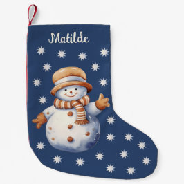 Cute Watercolor Snowman Christmas Stocking スモールクリスマスストッキング