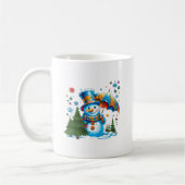 Cute Watercolor Snowman_Festive Holiday Design コーヒーマグカップ (左)